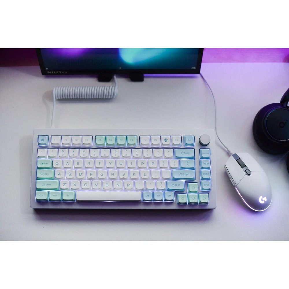 Custom Modded Mechanical Keyboard 75 Percent Silver Monsgeek M1 Thock Lubed RGB - Picture 2 of 9